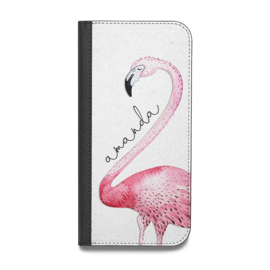 Personalised Flamingo Vegan Leather Flip iPhone Case