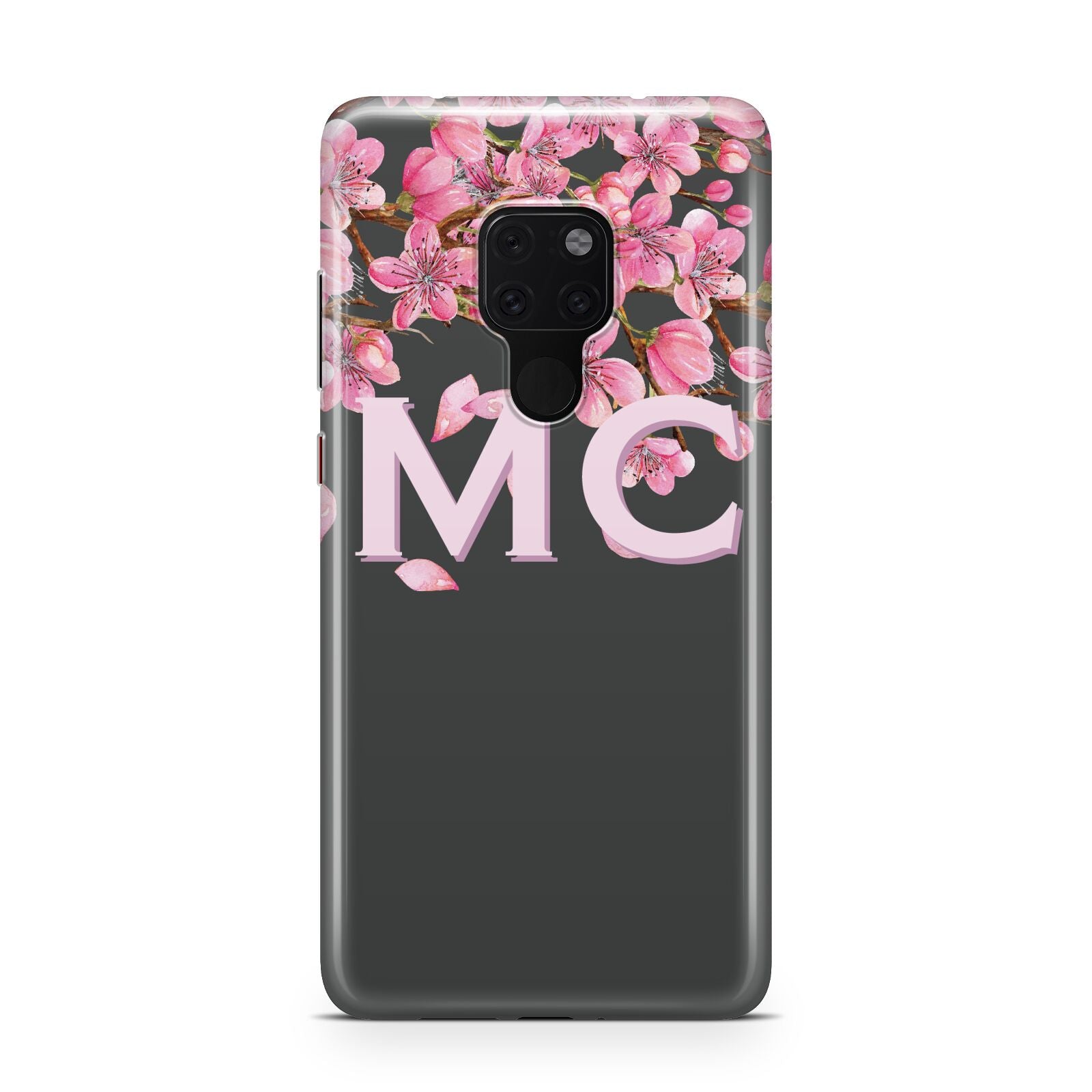 Personalised Floral Blossom Black Pink Huawei Mate 20 Phone Case