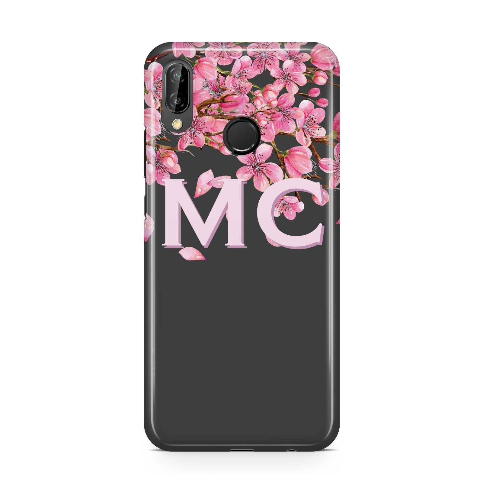 Personalised Floral Blossom Black Pink Huawei P20 Lite Phone Case