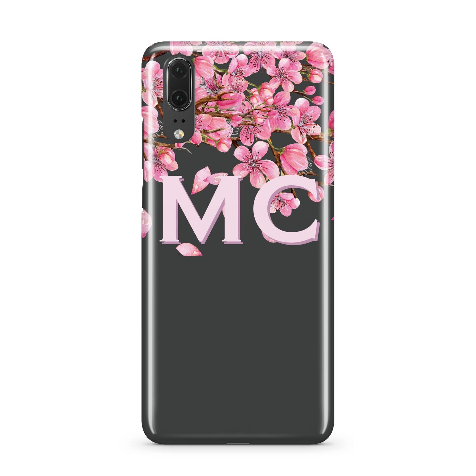 Personalised Floral Blossom Black Pink Huawei P20 Phone Case