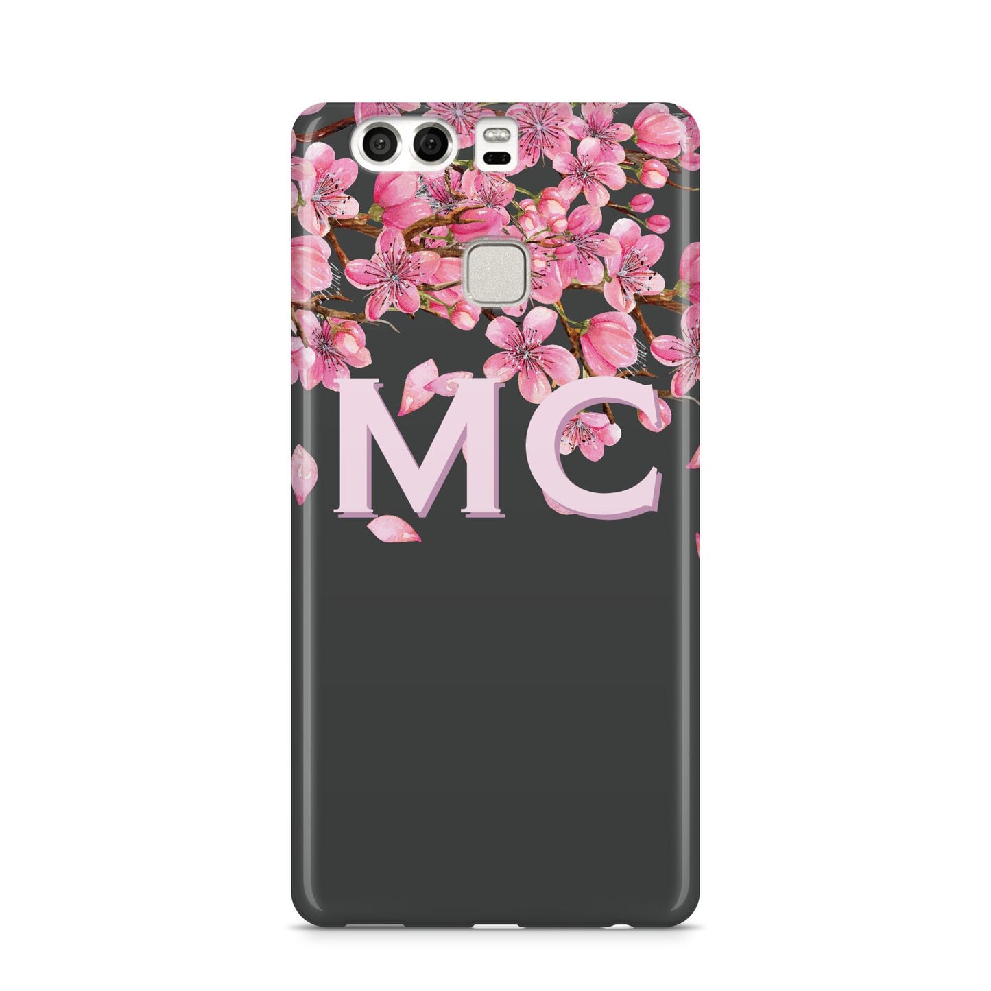 Personalised Floral Blossom Black Pink Huawei P9 Case