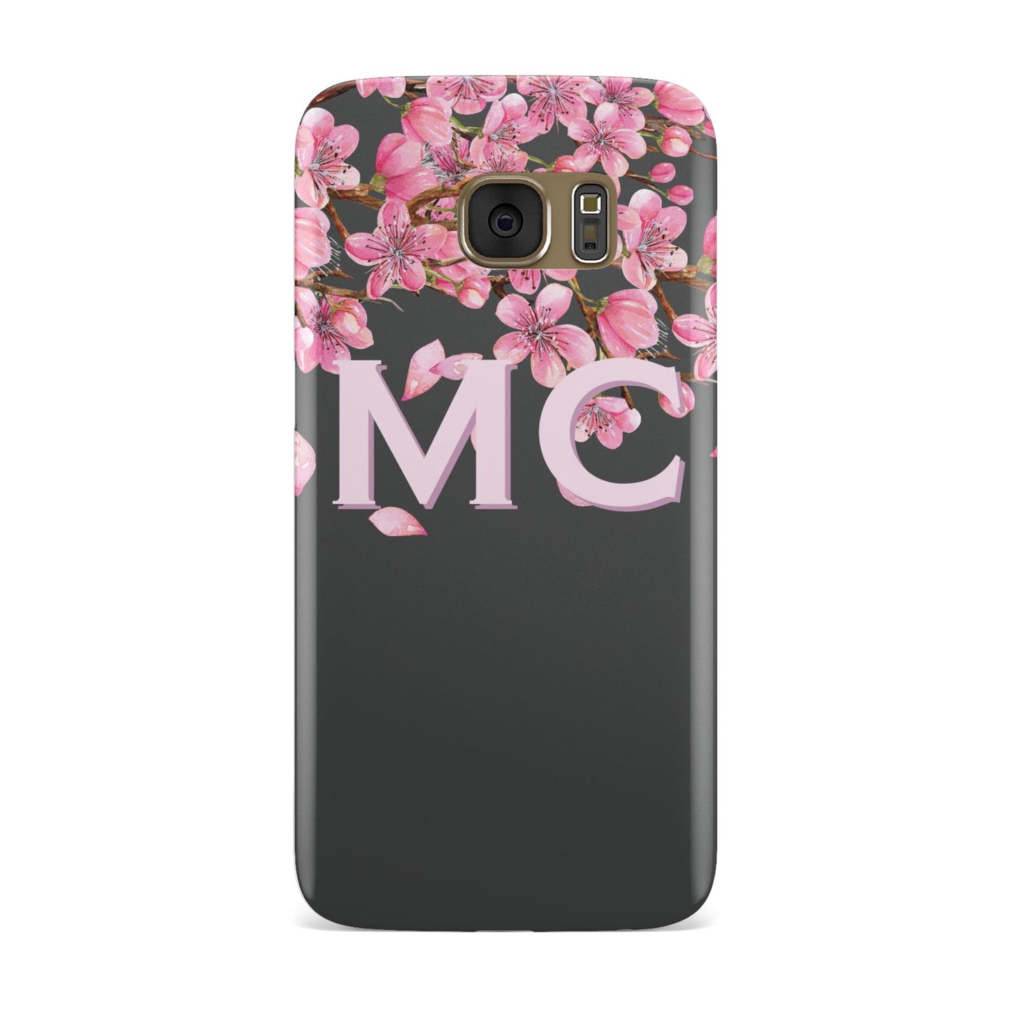 Personalised Floral Blossom Black Pink Samsung Galaxy Case