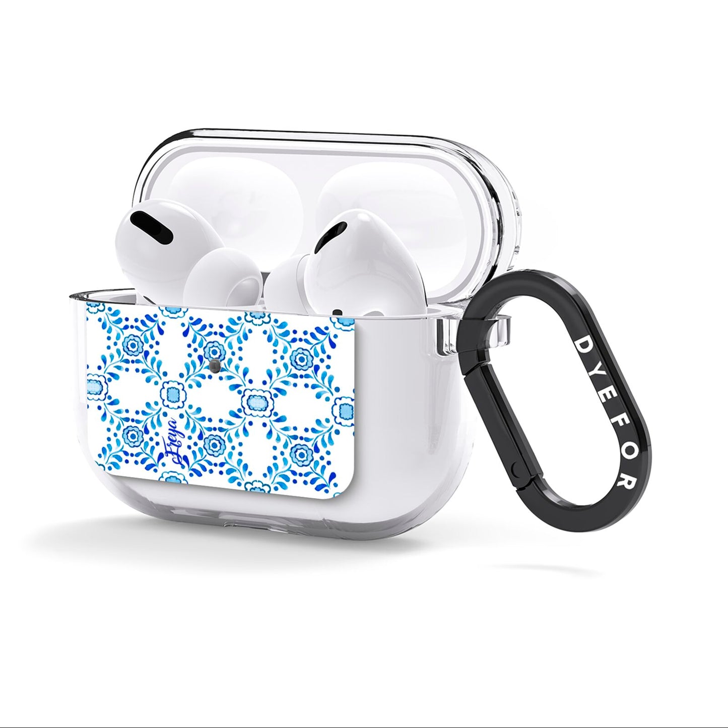 Personalised Floral Greek Tiles AirPods Clear Case 3rd Gen Side Image