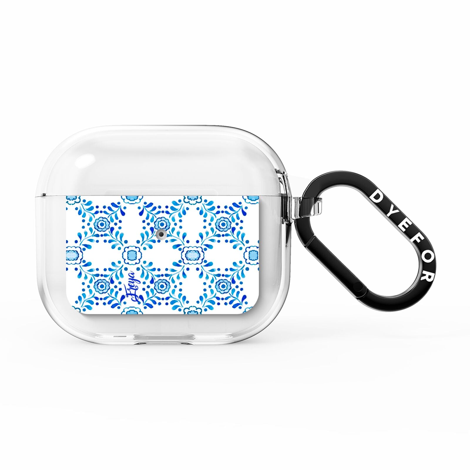 Personalised Floral Greek Tiles AirPods Clear Case 3rd Gen