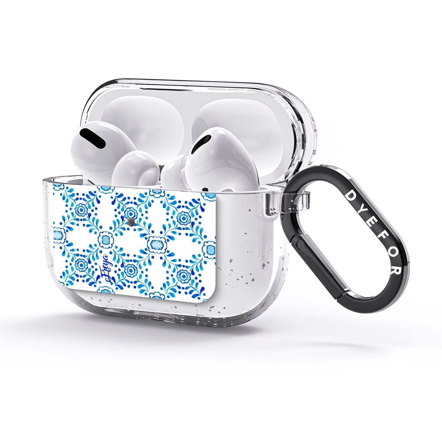 Personalised Floral Greek Tiles AirPods Glitter Case 3rd Gen Side Image