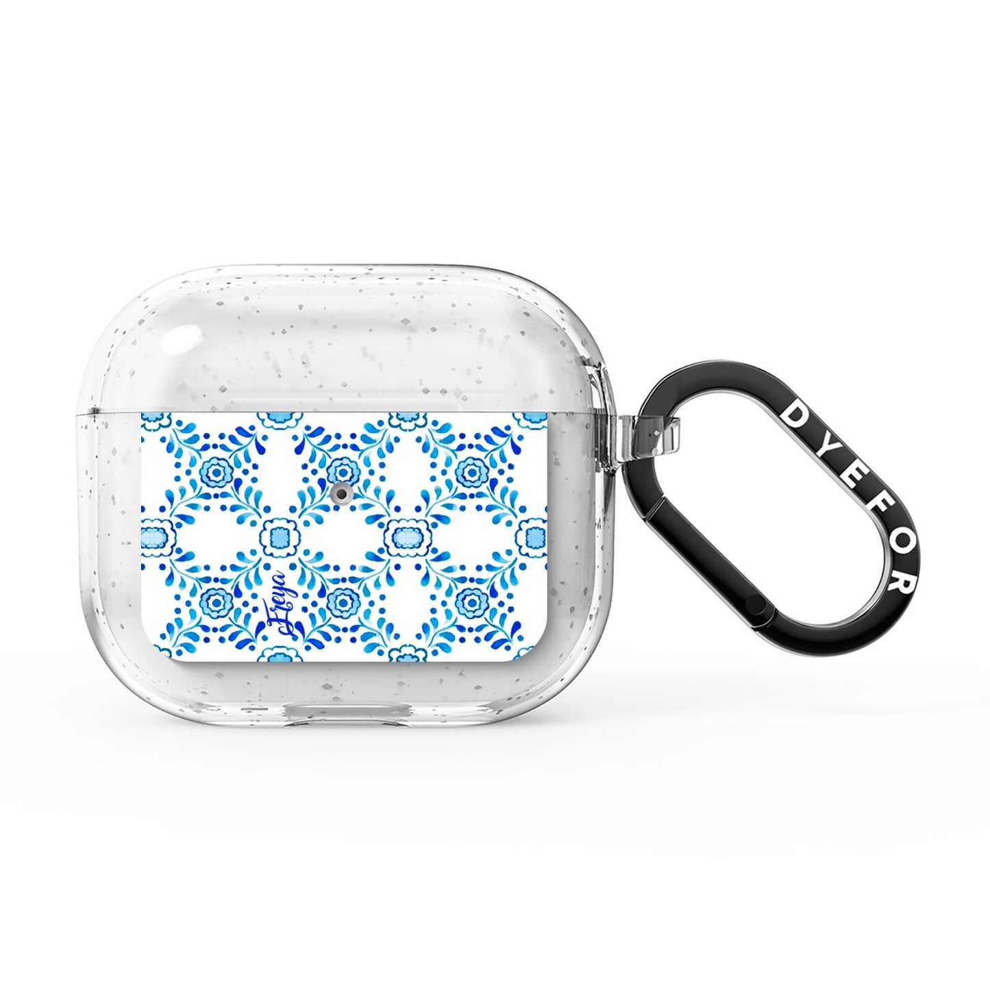 Personalised Floral Greek Tiles AirPods Glitter Case 3rd Gen