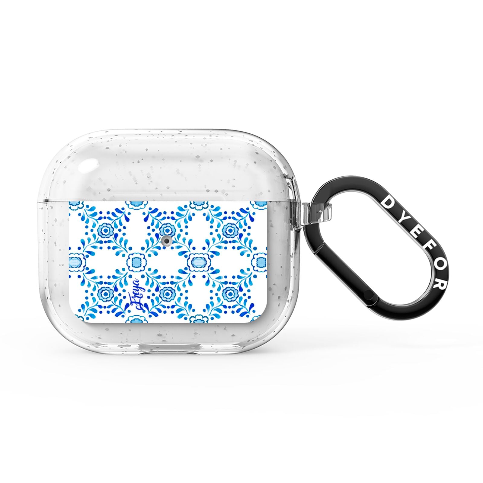 Personalised Floral Greek Tiles AirPods Glitter Case 3rd Gen