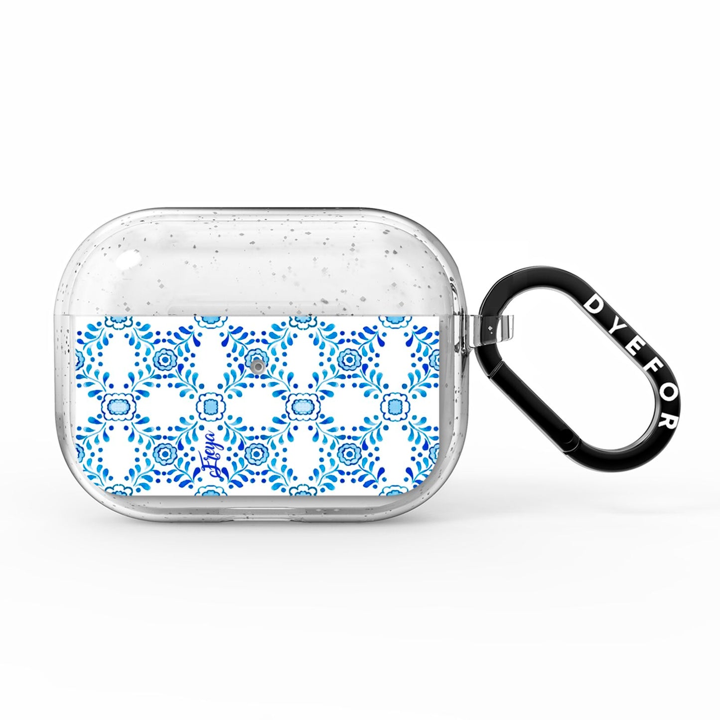 Personalised Floral Greek Tiles AirPods Pro Glitter Case