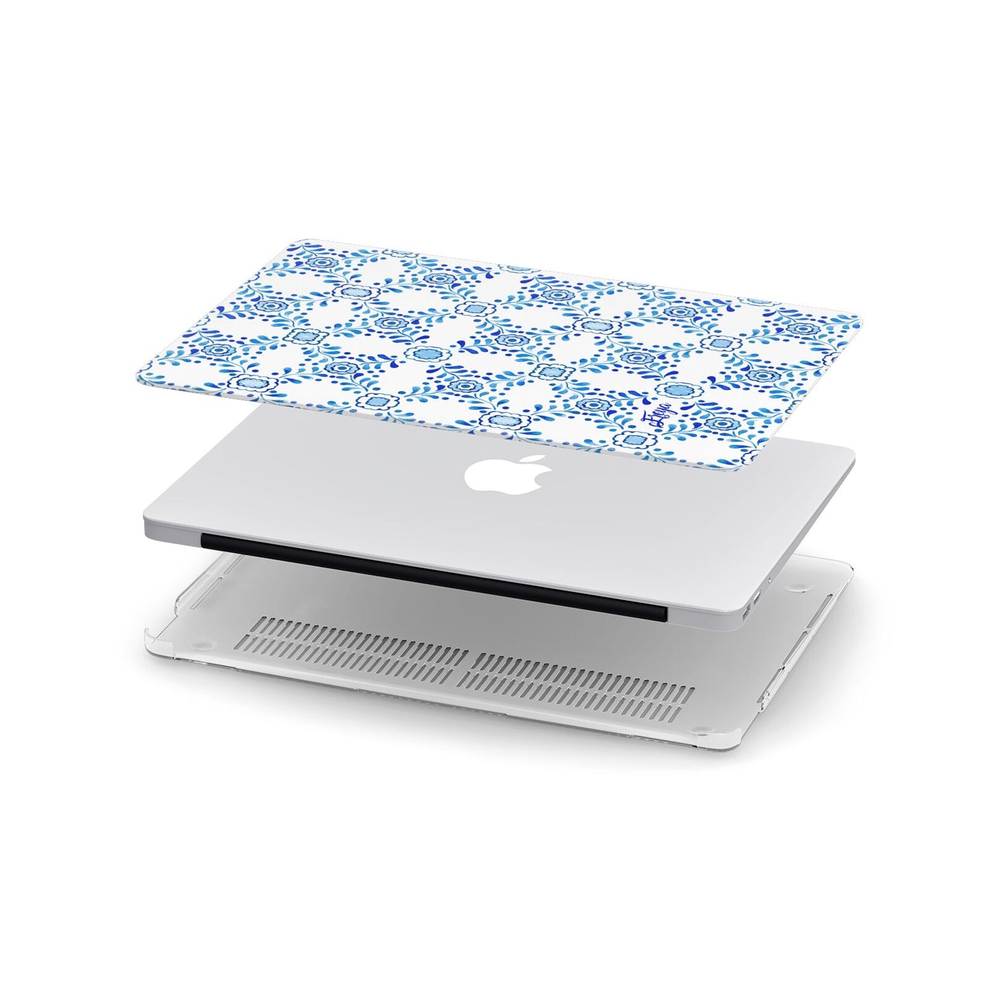 Personalised Floral Greek Tiles Apple MacBook Case in Detail