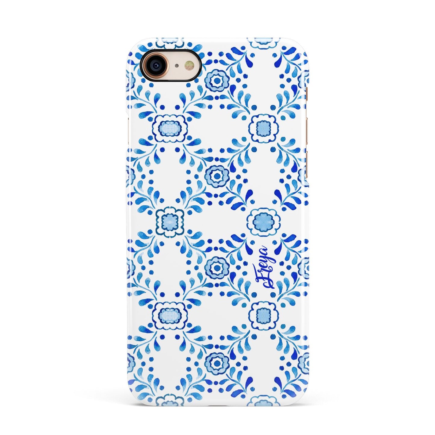 Personalised Floral Greek Tiles Apple iPhone 7 8 3D Snap Case