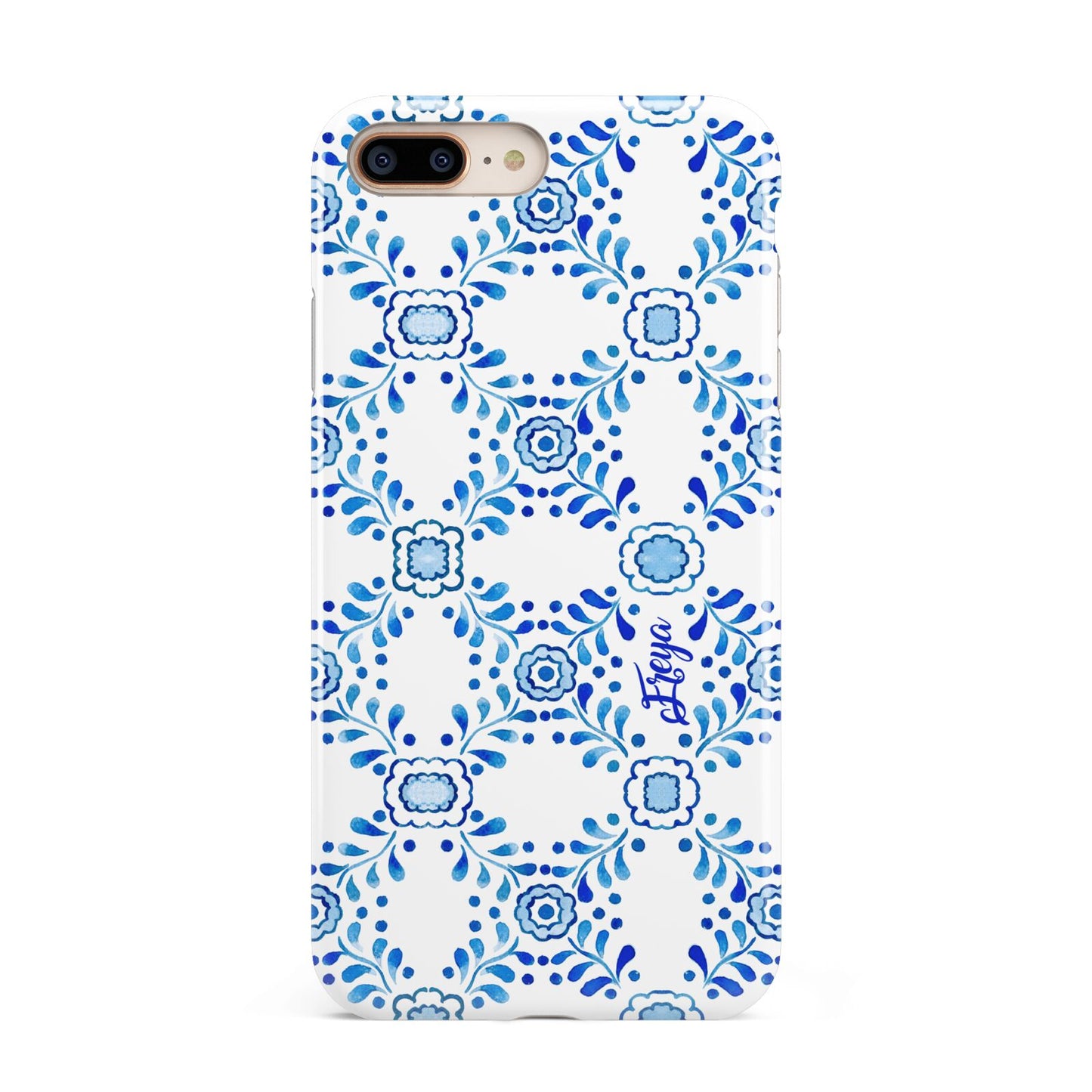 Personalised Floral Greek Tiles Apple iPhone 7 8 Plus 3D Tough Case