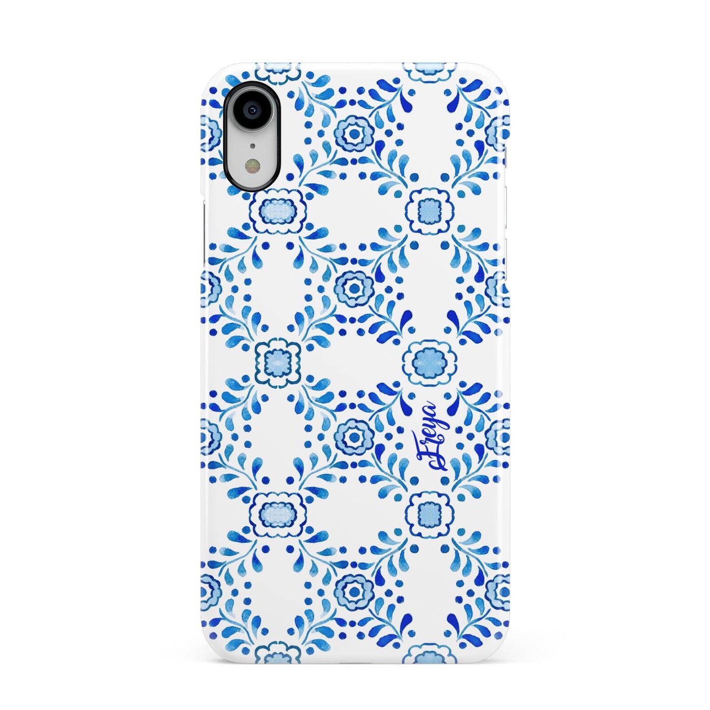 Personalised Floral Greek Tiles Apple iPhone XR White 3D Snap Case