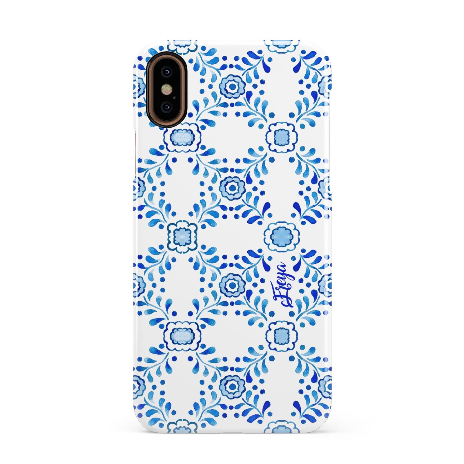 Personalised Floral Greek Tiles Apple iPhone XS 3D Snap Case