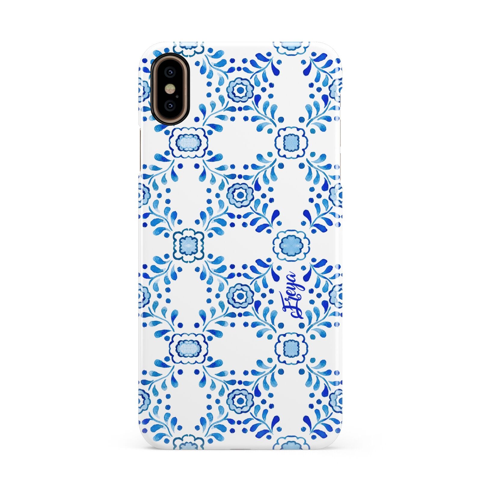 Personalised Floral Greek Tiles Apple iPhone Xs Max 3D Snap Case