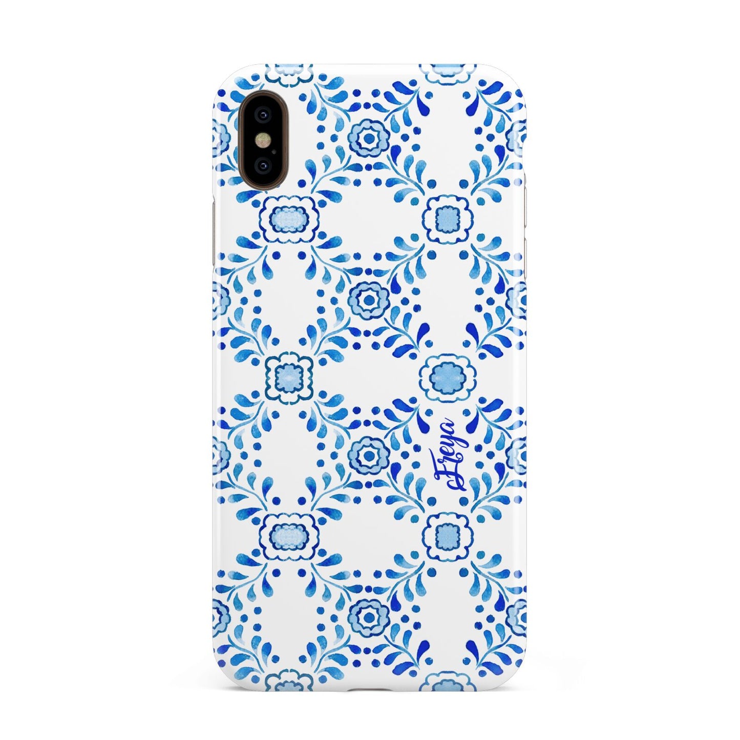 Personalised Floral Greek Tiles Apple iPhone Xs Max 3D Tough Case