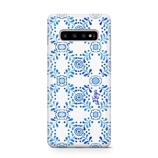 Personalised Floral Greek Tiles Protective Samsung Galaxy Case