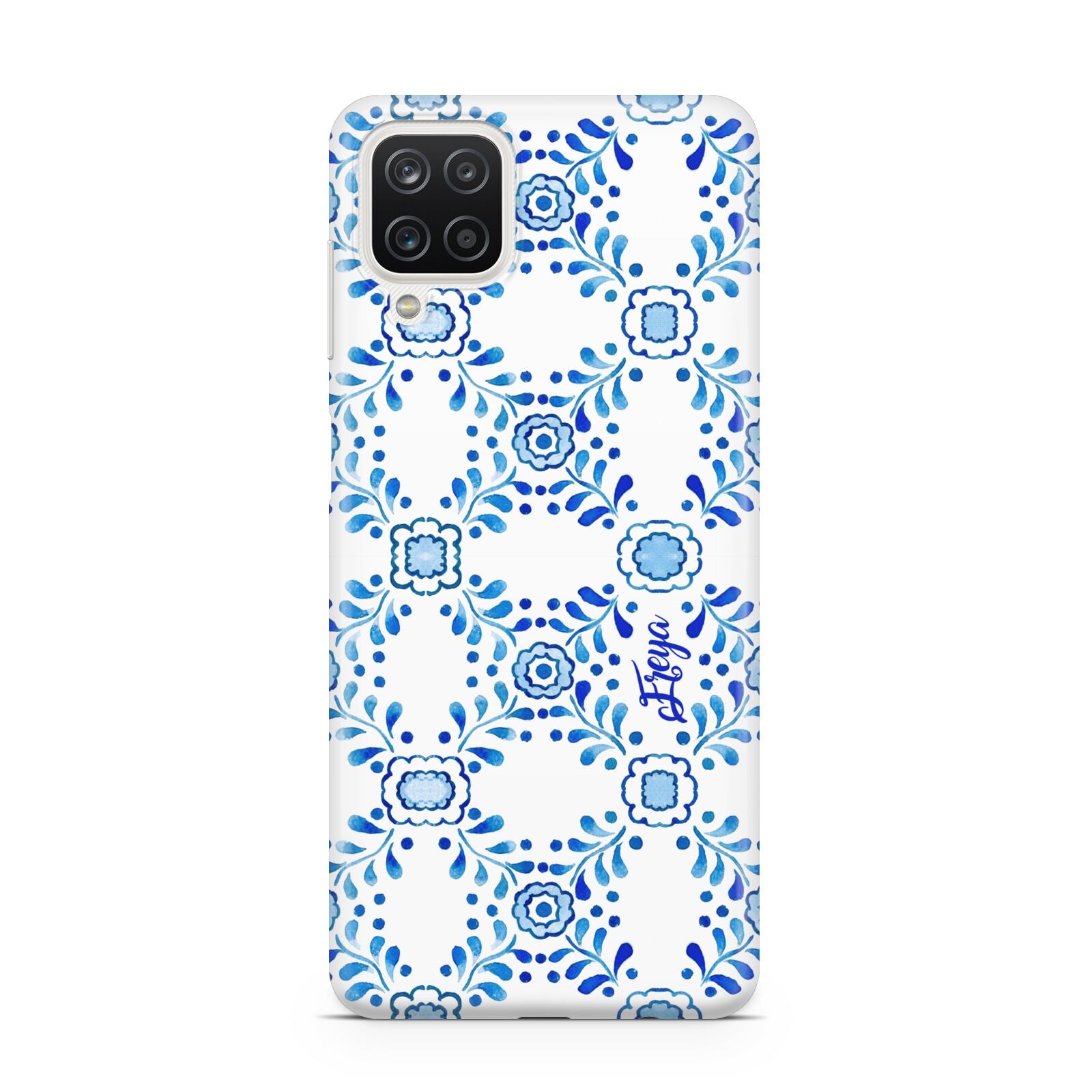 Personalised Floral Greek Tiles Samsung A12 Case