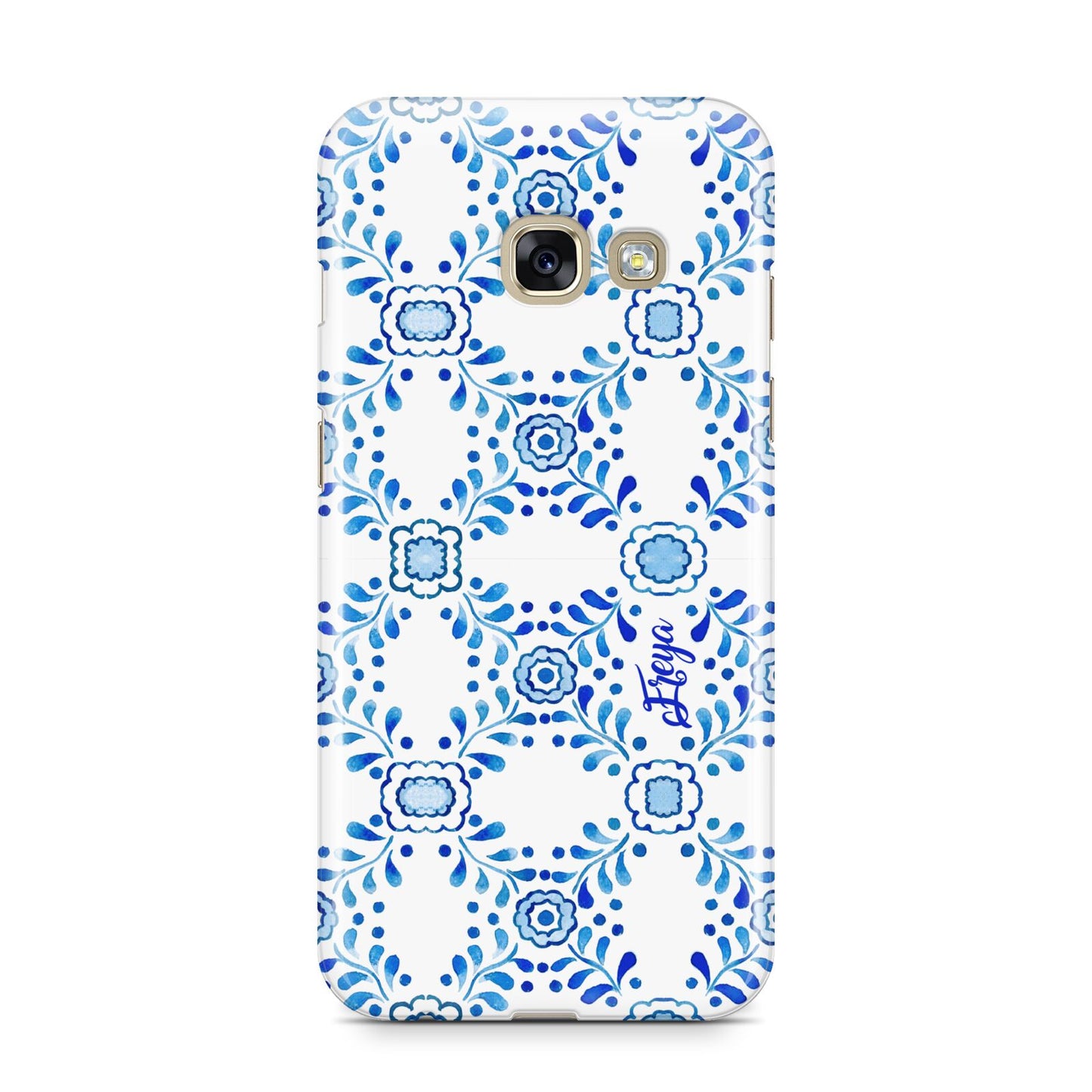 Personalised Floral Greek Tiles Samsung Galaxy A3 2017 Case on gold phone