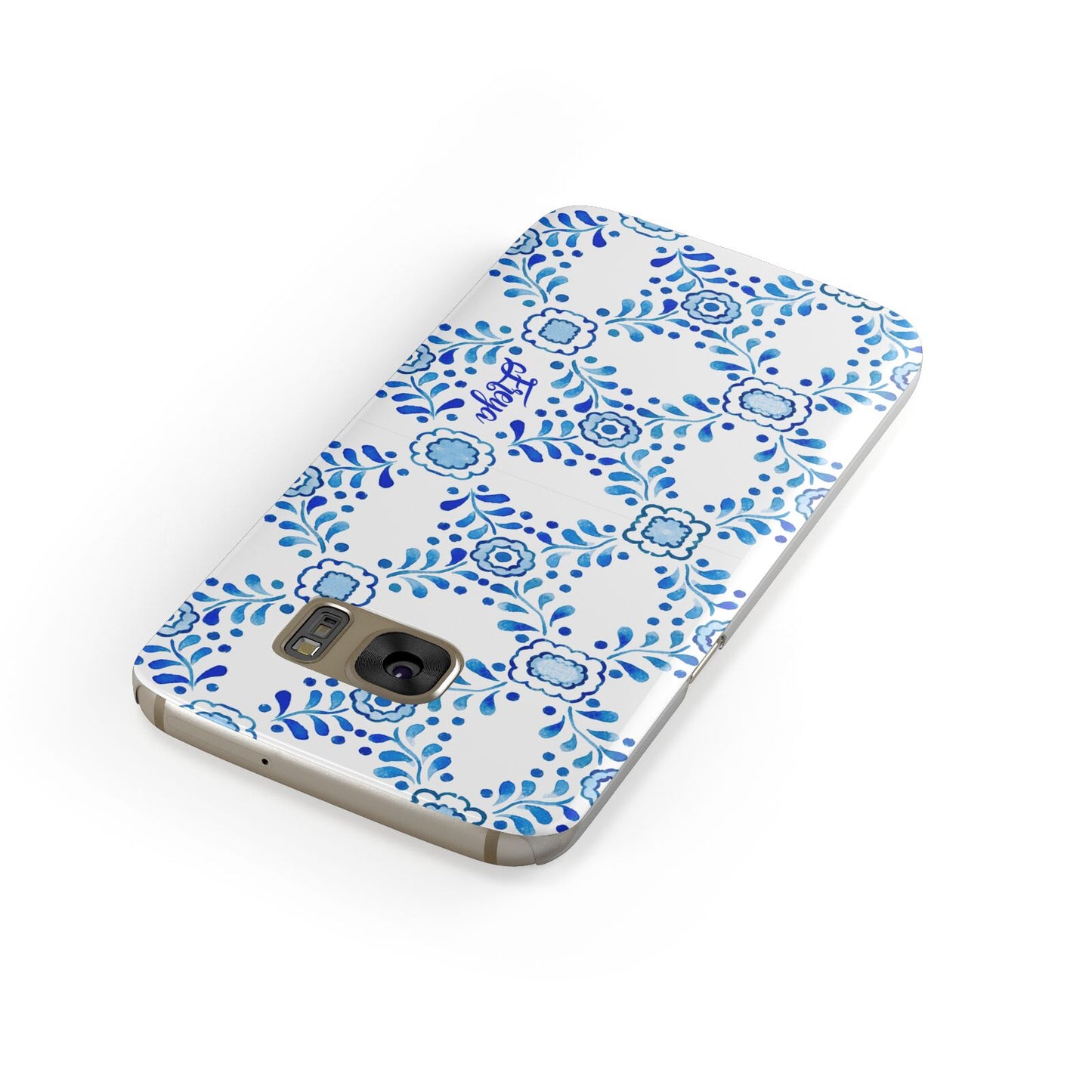 Personalised Floral Greek Tiles Samsung Galaxy Case Front Close Up