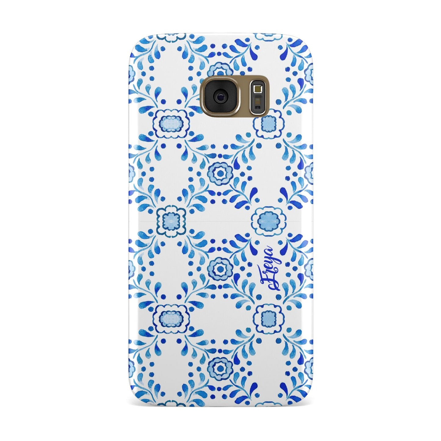 Personalised Floral Greek Tiles Samsung Galaxy Case