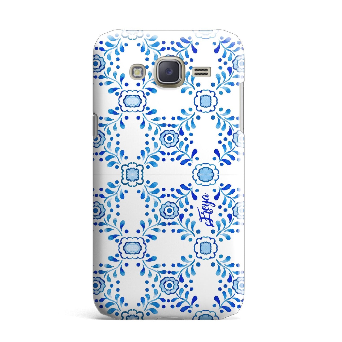 Personalised Floral Greek Tiles Samsung Galaxy J7 Case