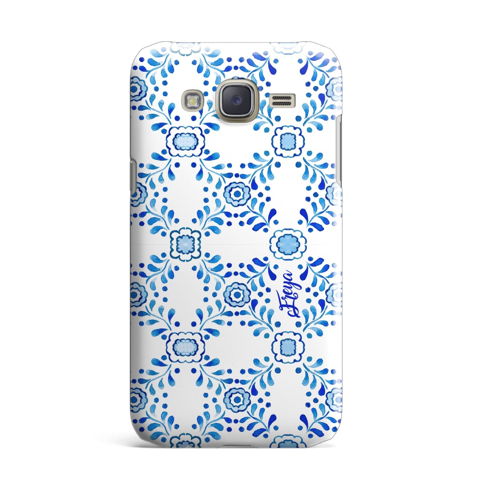 Personalised Floral Greek Tiles Samsung Galaxy J7 Case