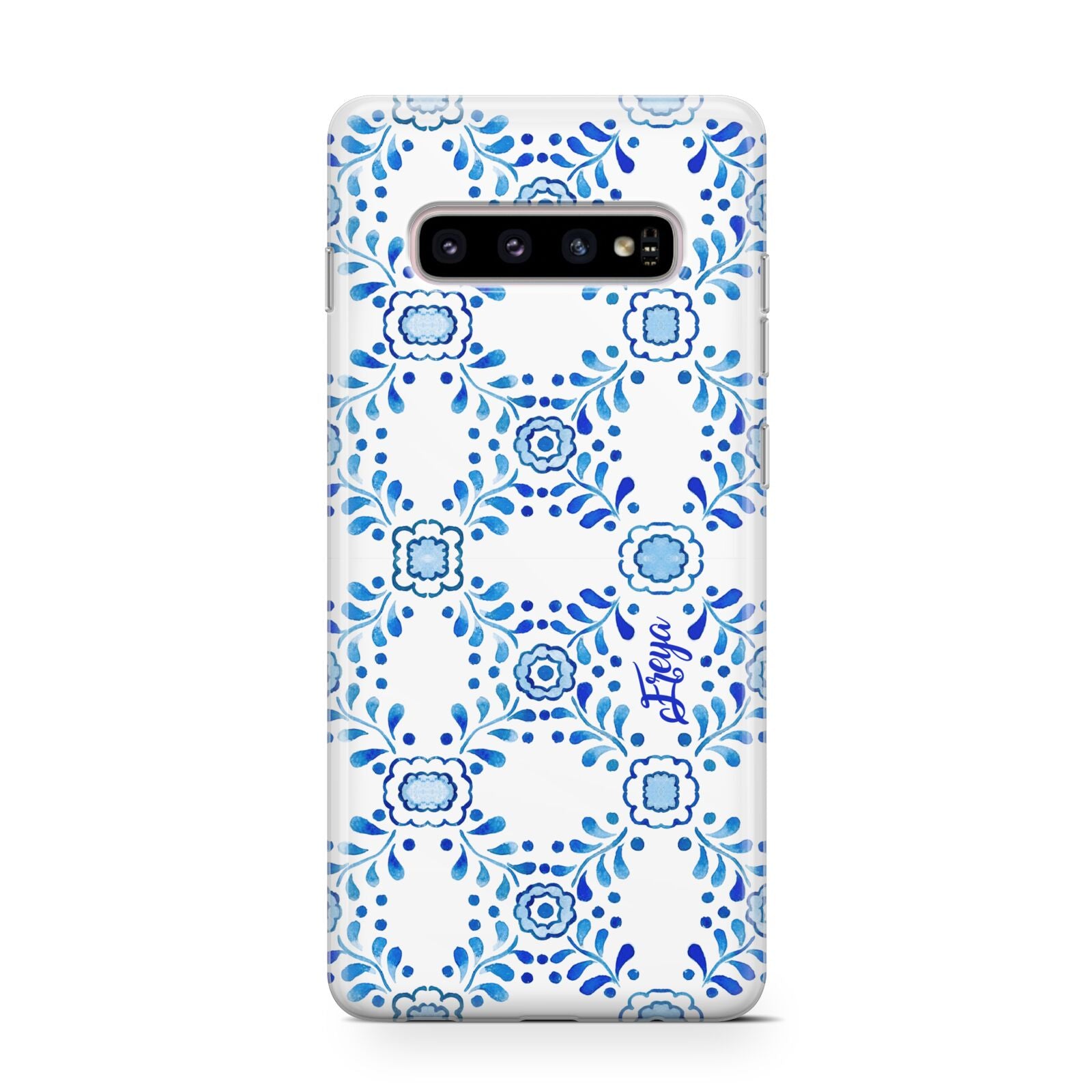 Personalised Floral Greek Tiles Samsung Galaxy S10 Case