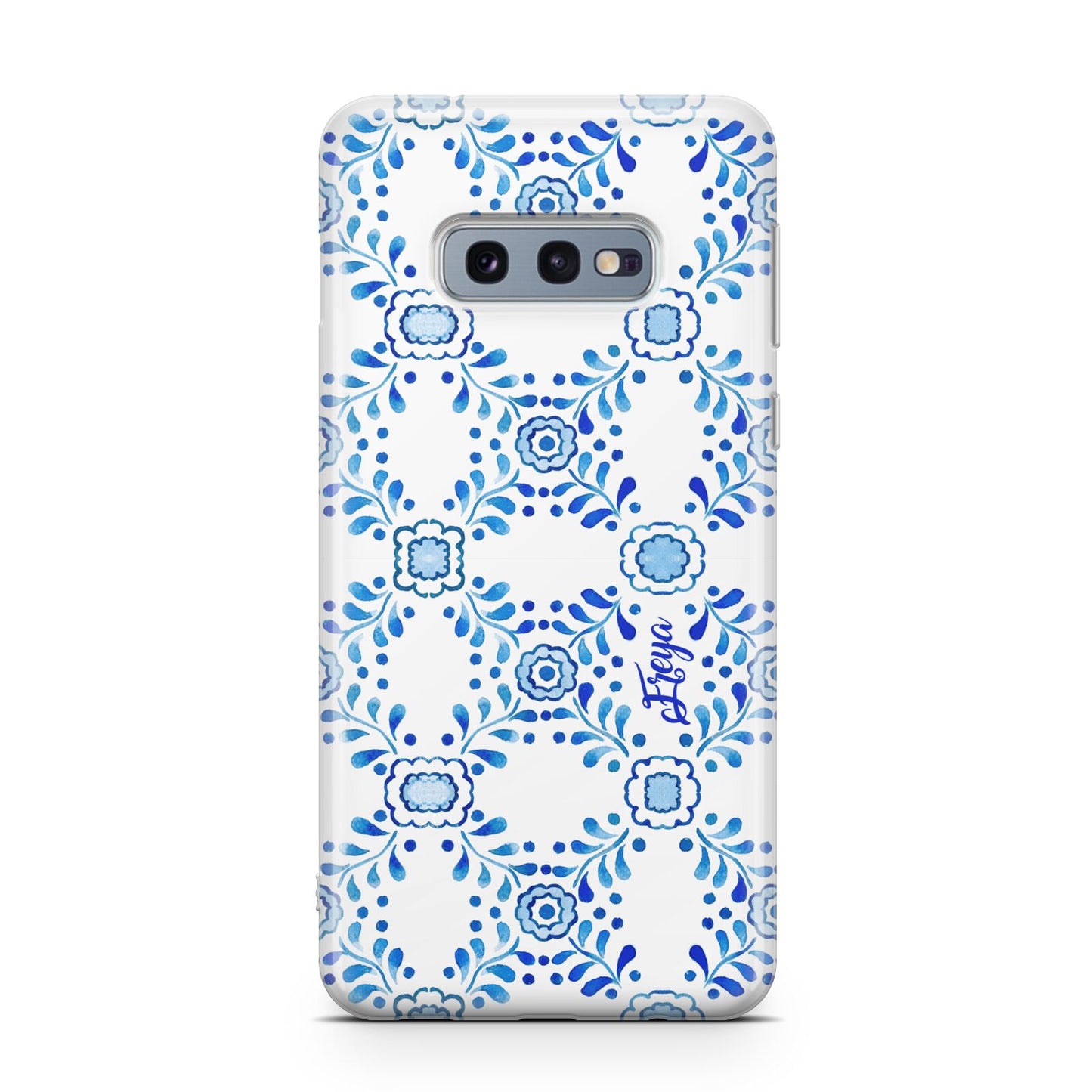 Personalised Floral Greek Tiles Samsung Galaxy S10E Case