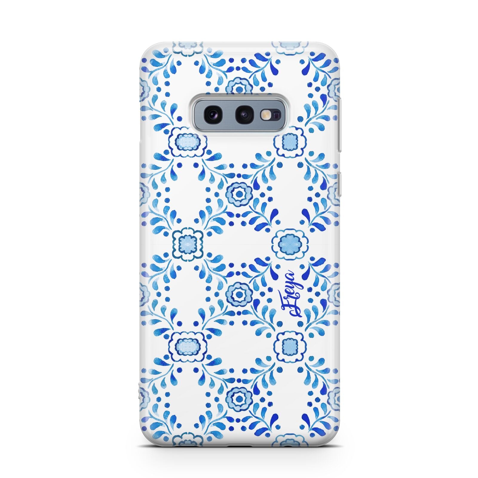 Personalised Floral Greek Tiles Samsung Galaxy S10E Case