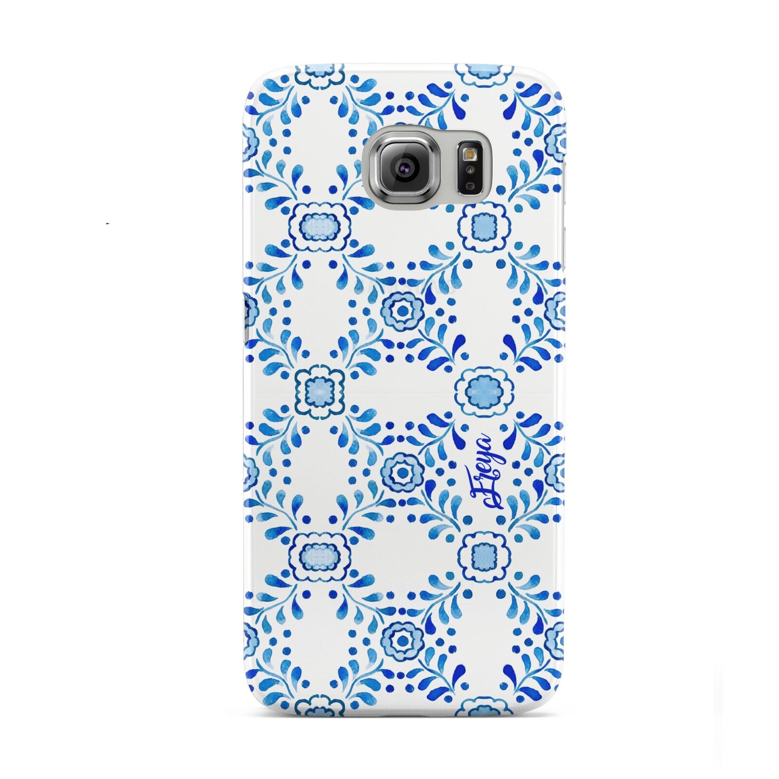 Personalised Floral Greek Tiles Samsung Galaxy S6 Case