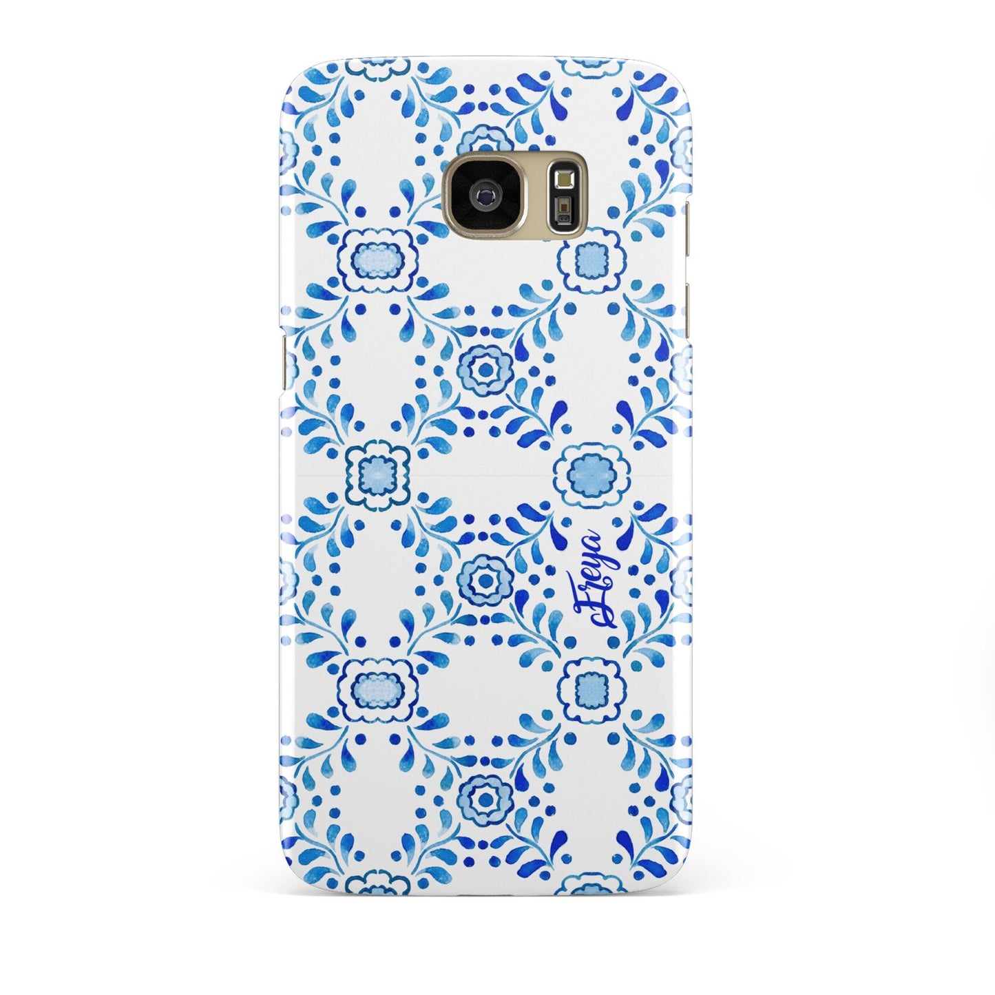 Personalised Floral Greek Tiles Samsung Galaxy S7 Edge Case