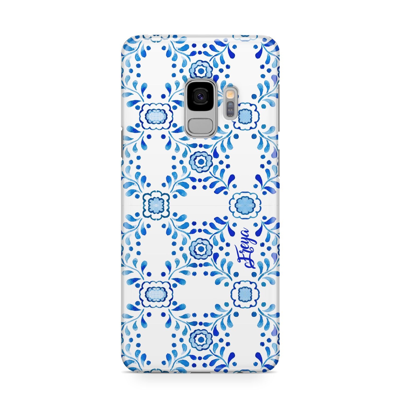 Personalised Floral Greek Tiles Samsung Galaxy S9 Case