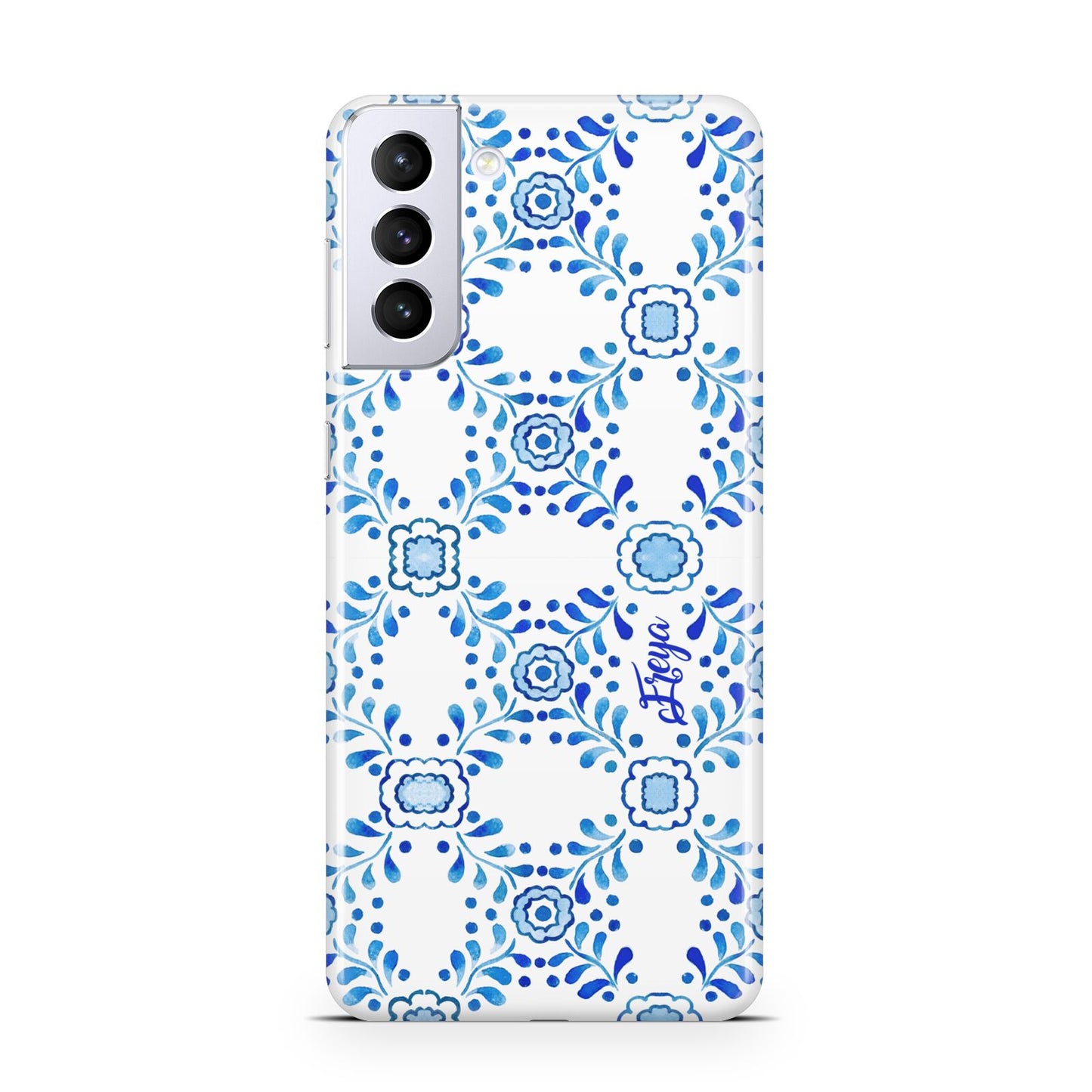 Personalised Floral Greek Tiles Samsung S21 Plus Case