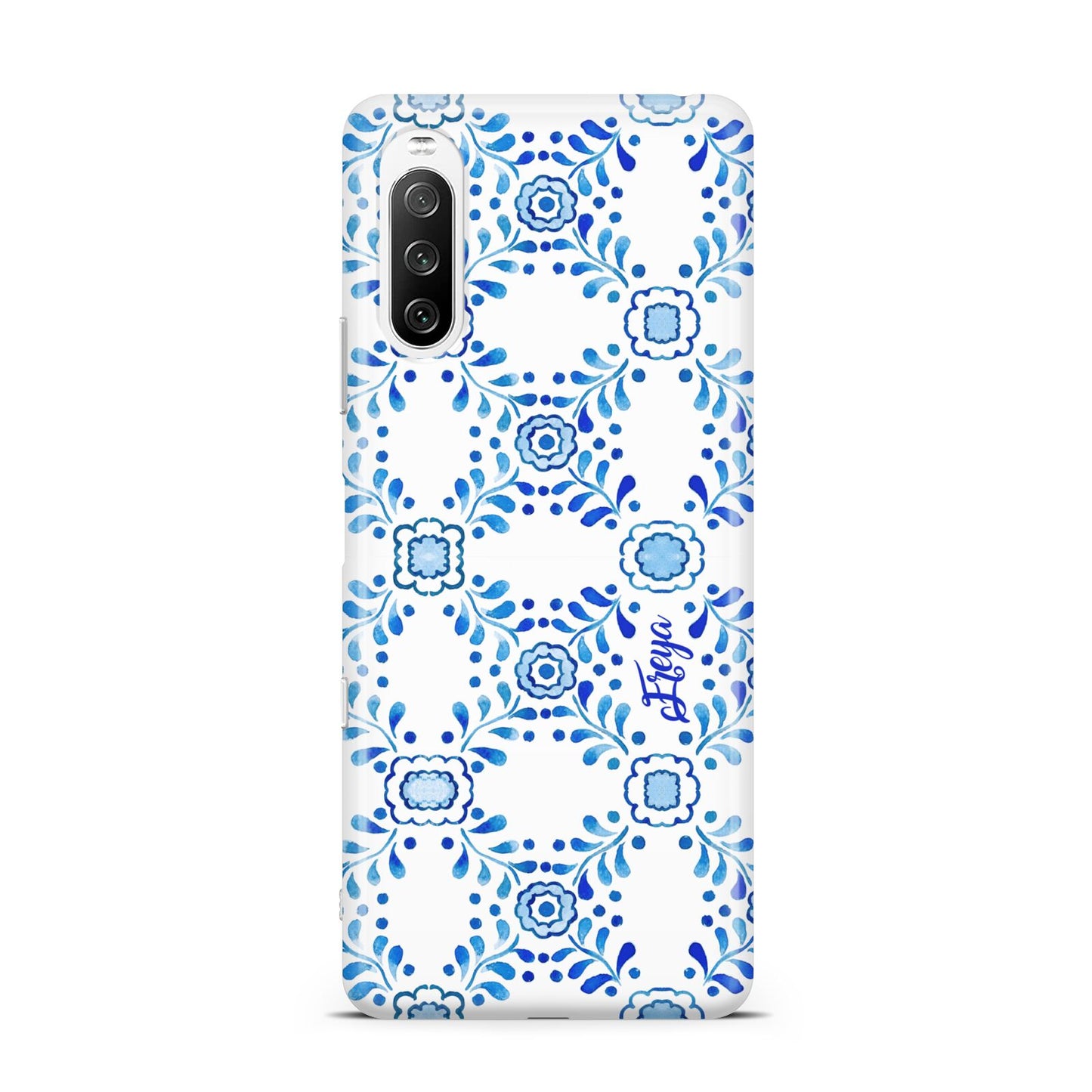 Personalised Floral Greek Tiles Sony Xperia 10 III Case