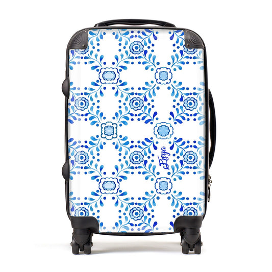 Personalised Floral Greek Tiles Suitcase