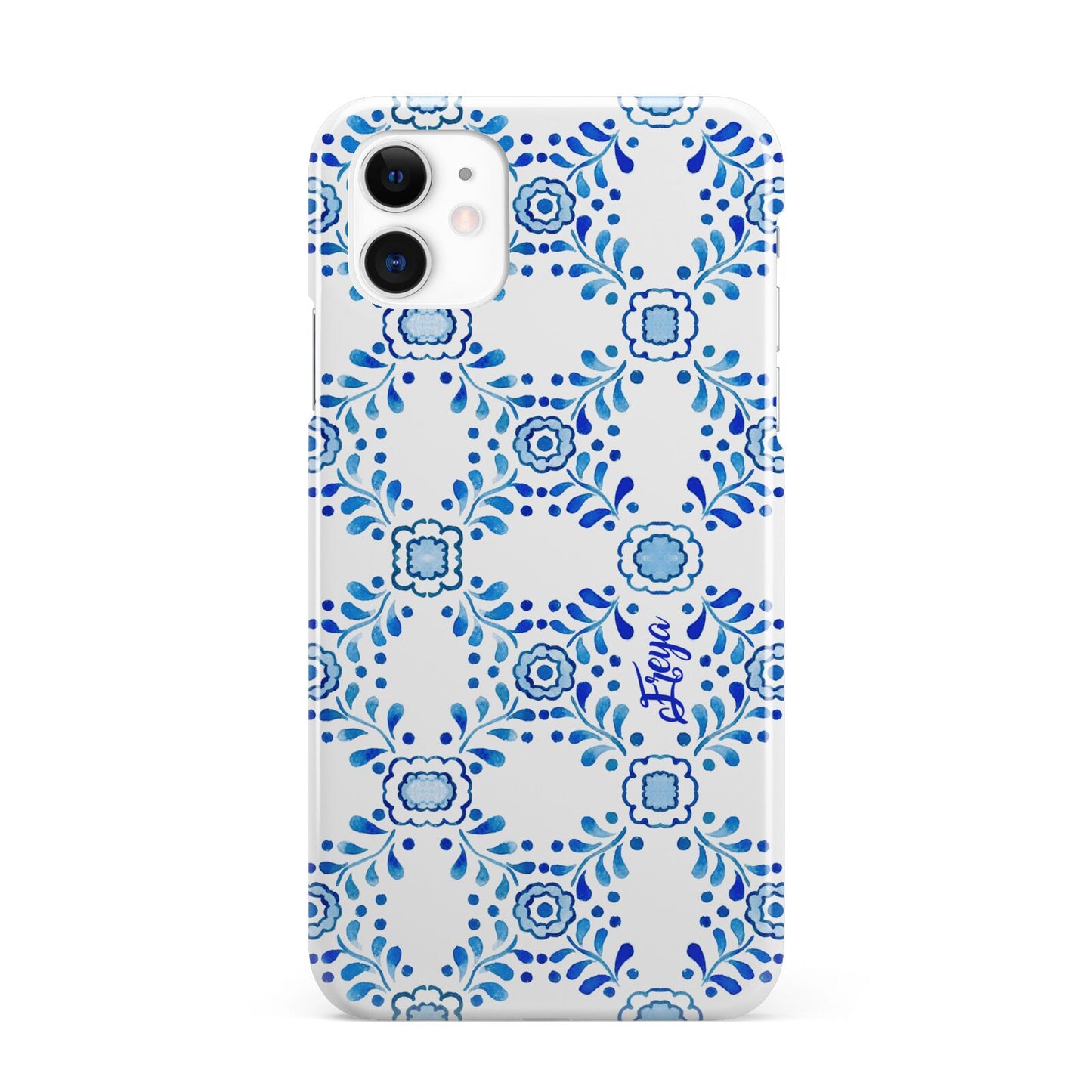 Personalised Floral Greek Tiles iPhone 11 3D Snap Case