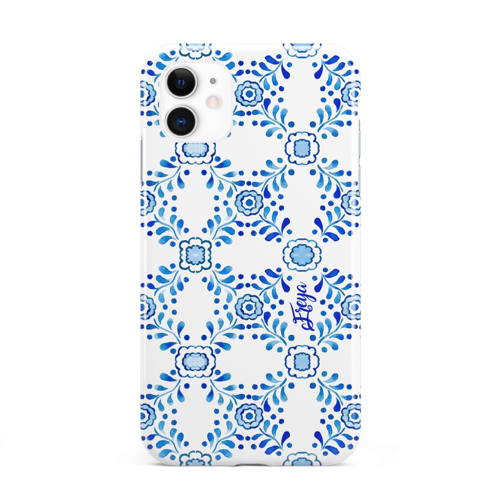 Personalised Floral Greek Tiles iPhone 11 3D Tough Case