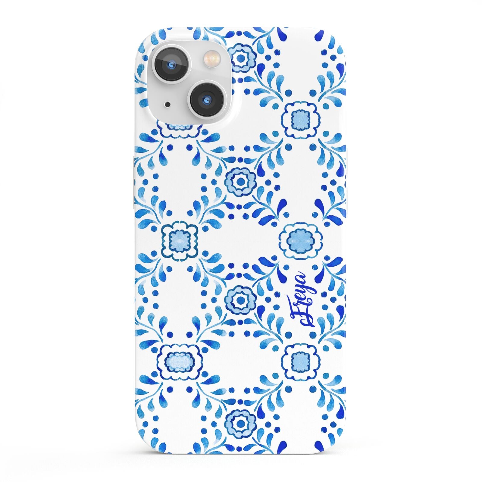 Personalised Floral Greek Tiles iPhone 13 Full Wrap 3D Snap Case