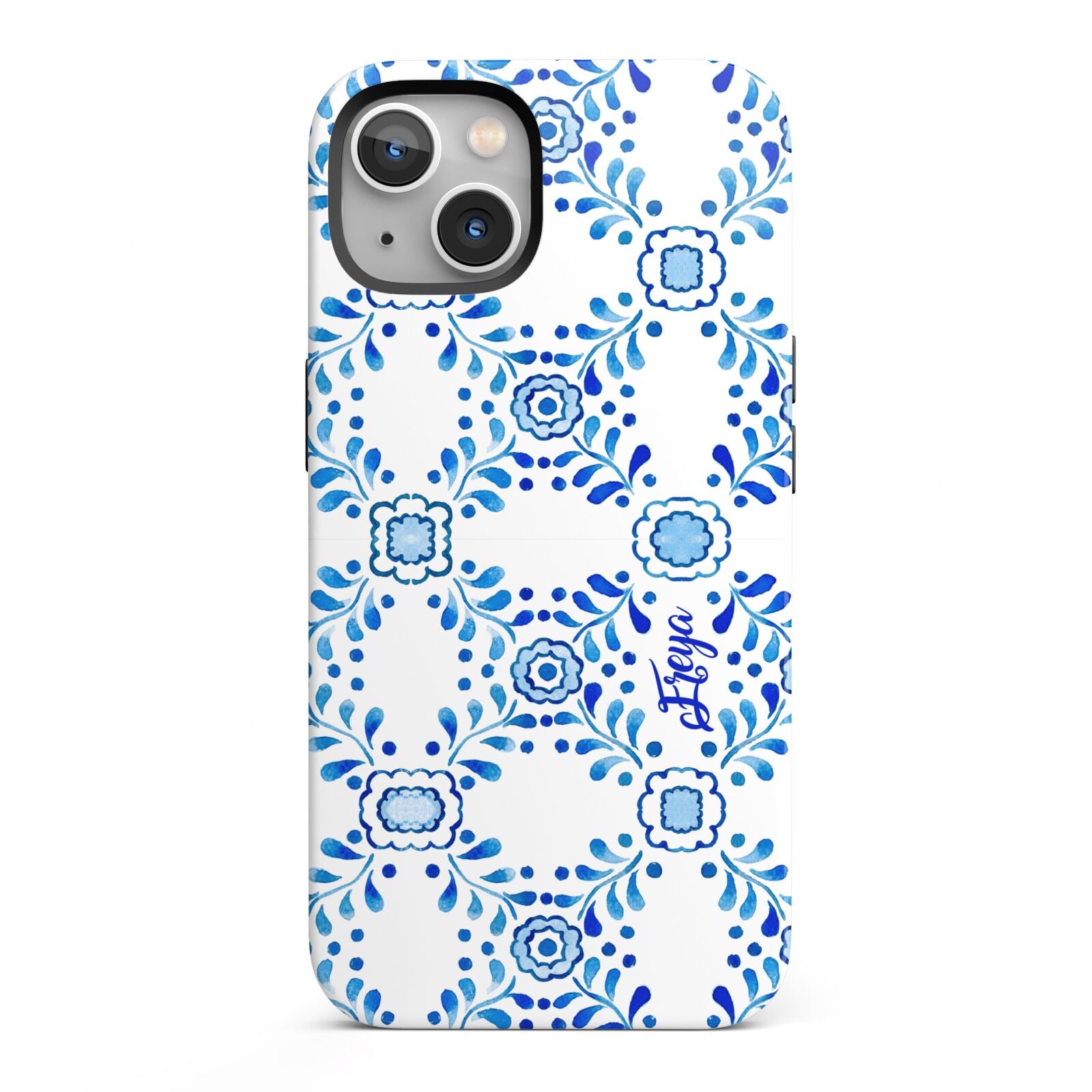 Personalised Floral Greek Tiles iPhone 13 Full Wrap 3D Tough Case