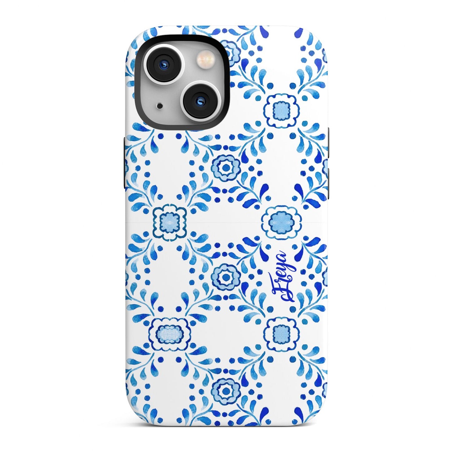 Personalised Floral Greek Tiles iPhone 13 Mini Full Wrap 3D Tough Case