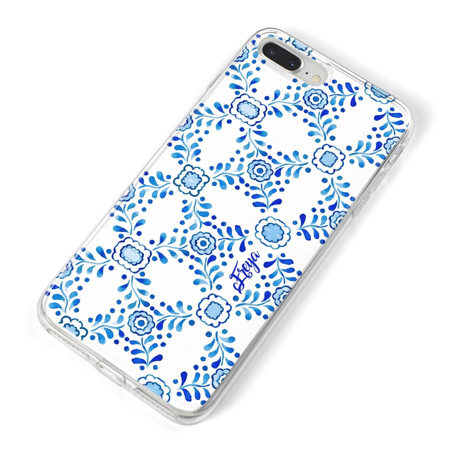 Personalised Floral Greek Tiles iPhone 8 Plus Bumper Case on Silver iPhone Alternative Image