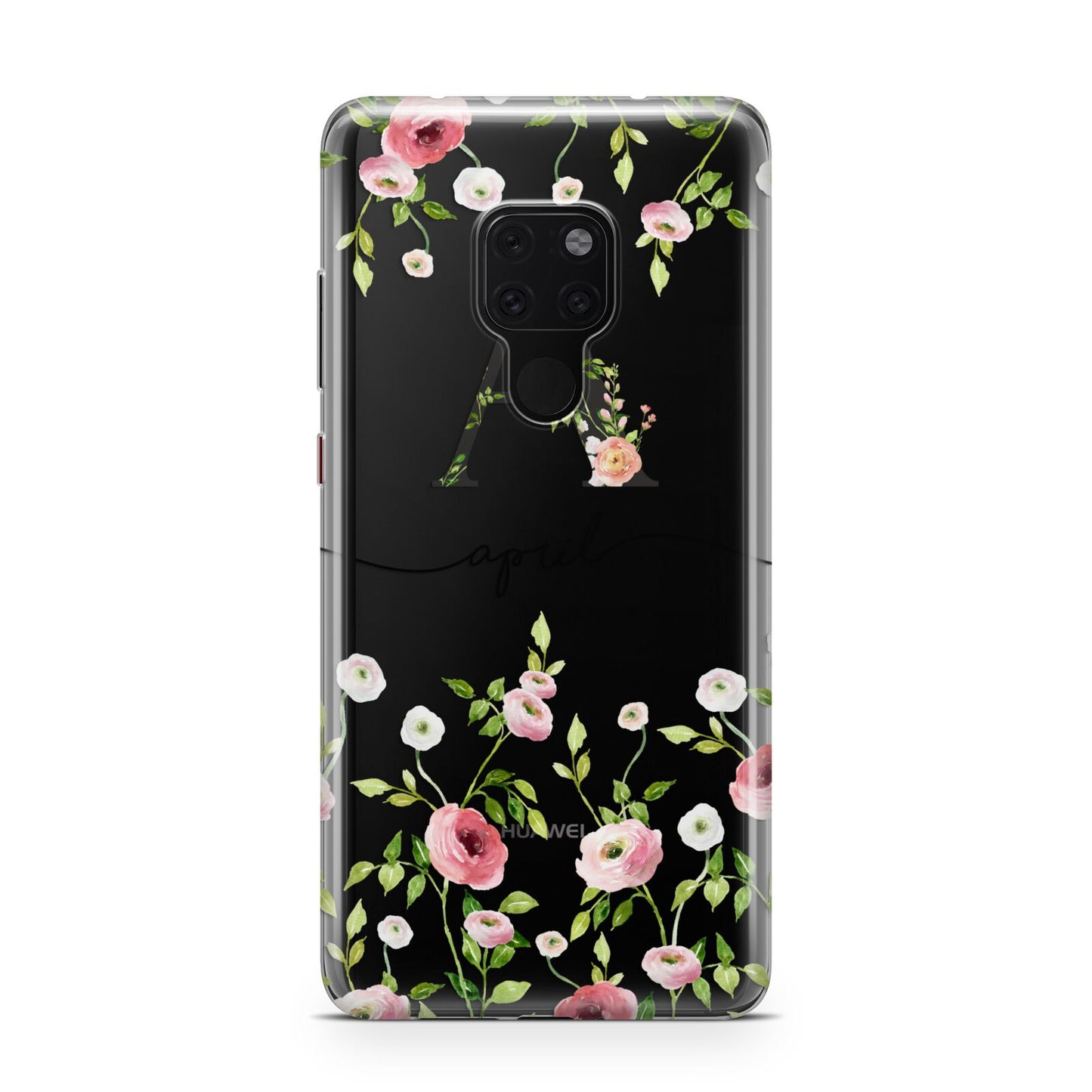 Personalised Floral Initial Huawei Mate 20 Phone Case