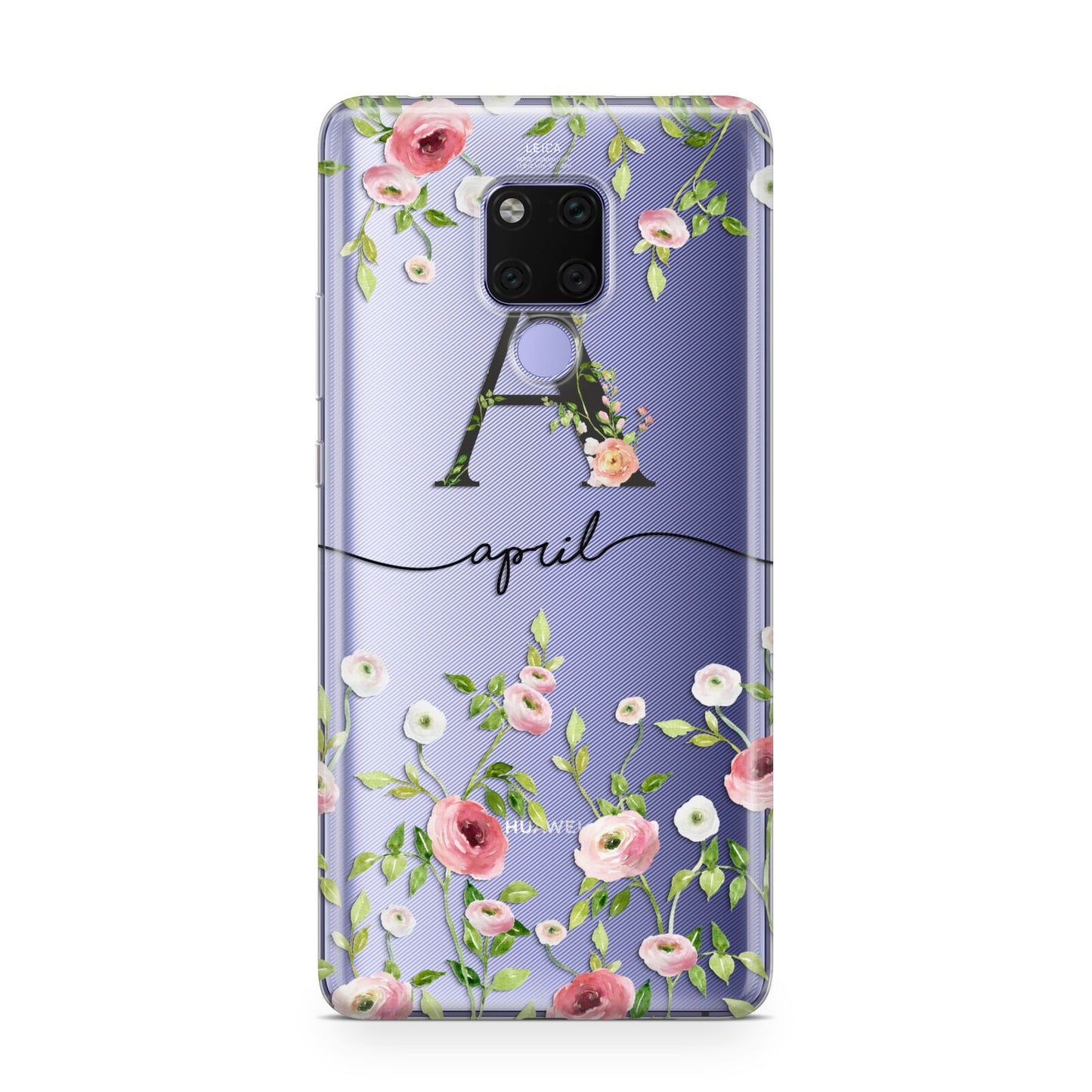 Personalised Floral Initial Huawei Mate 20X Phone Case