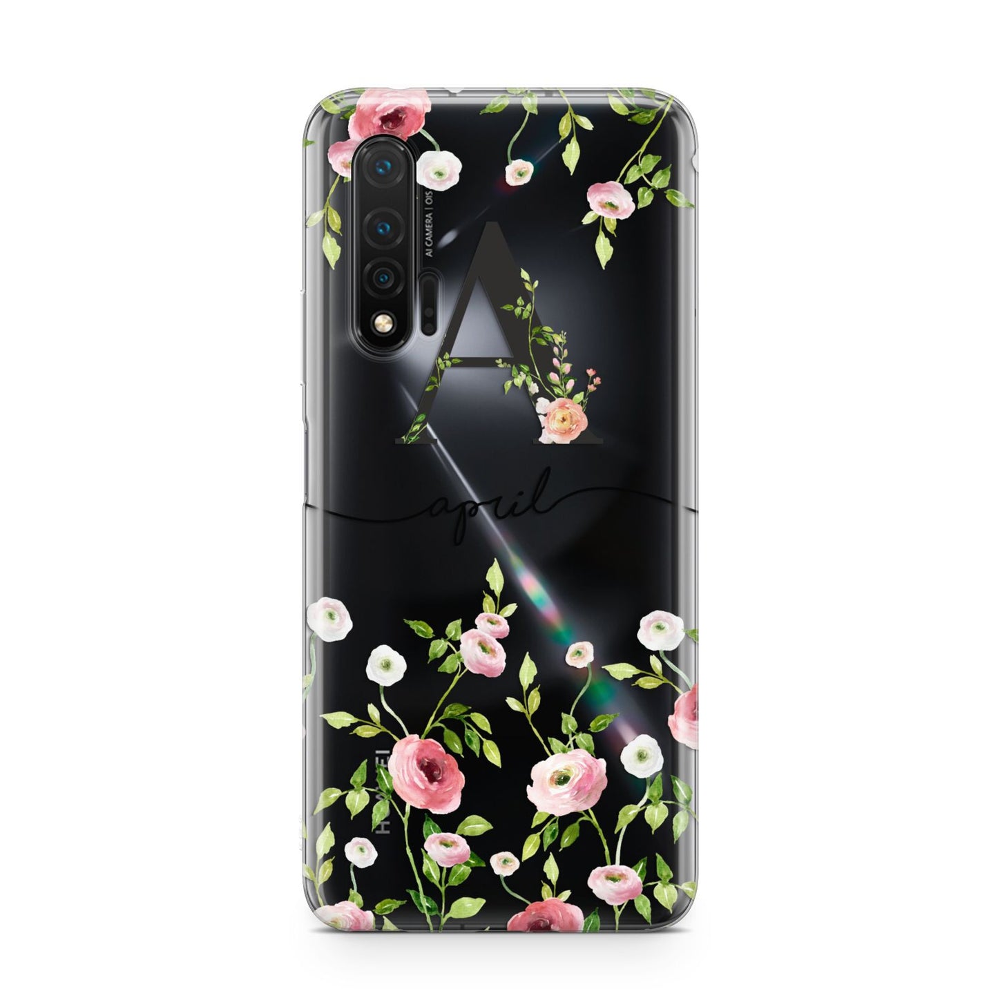 Personalised Floral Initial Huawei Nova 6 Phone Case