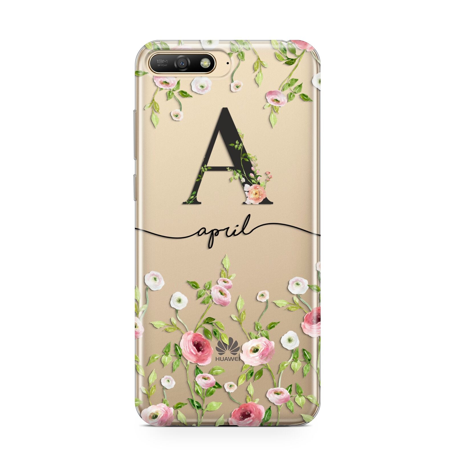 Personalised Floral Initial Huawei Y6 2018