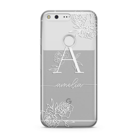 Personalised Floral Initial with Name Google Pixel Case