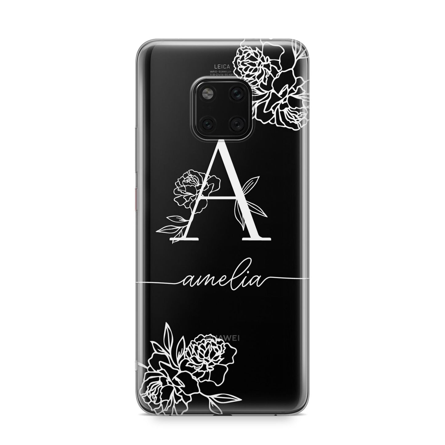 Personalised Floral Initial with Name Huawei Mate 20 Pro Phone Case