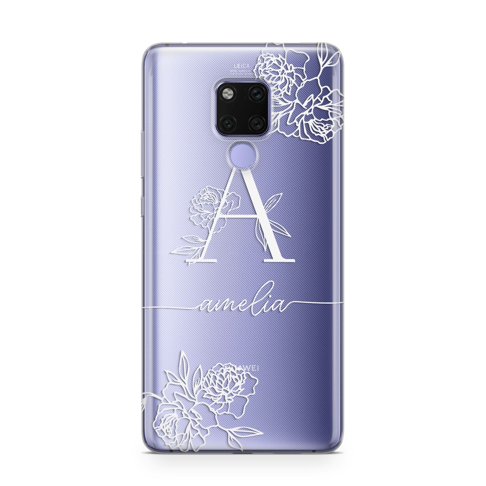 Personalised Floral Initial with Name Huawei Mate 20X Phone Case