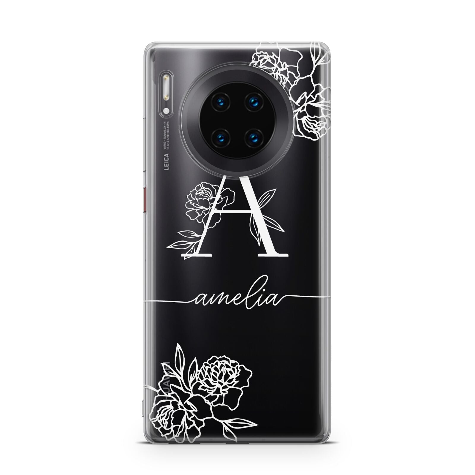 Personalised Floral Initial with Name Huawei Mate 30 Pro Phone Case