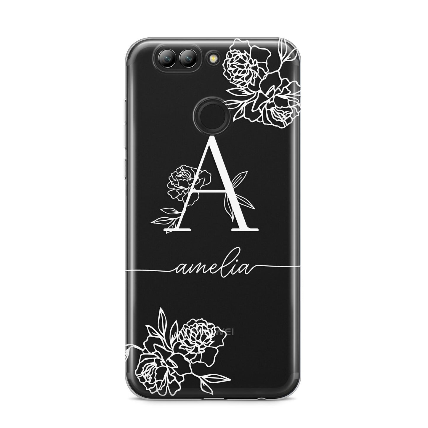 Personalised Floral Initial with Name Huawei Nova 2s Phone Case